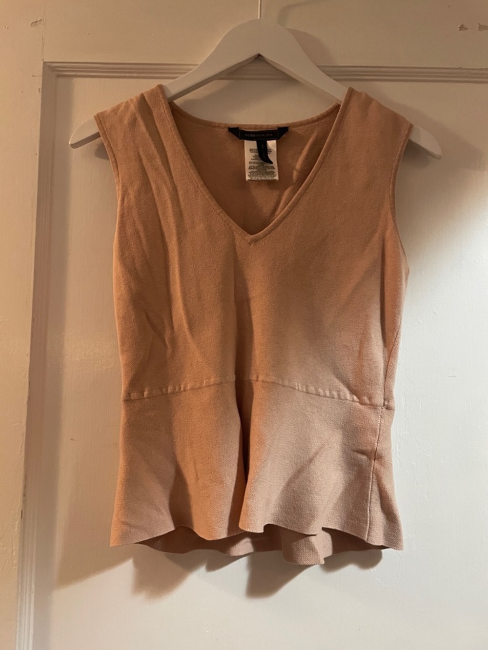 BCBGMaxAzria Blush V-Neck Peplum Tank